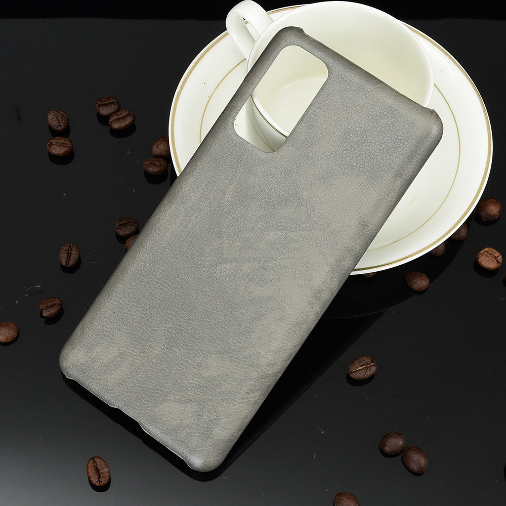 Litchi Skin Leather Coated Hard PC Case for Samsung Galaxy S20 FE 4G/5G/S20 Lite/S20 FE 2022 - Grey