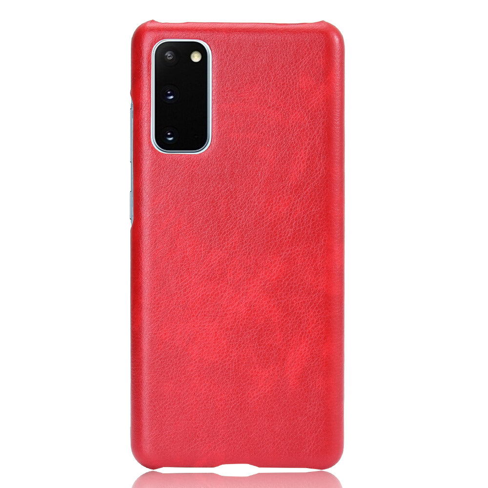 Litchi Skin Leather Coated Hard PC Case for Samsung Galaxy S20 FE 4G/5G/S20 Lite/S20 FE 2022 - Red