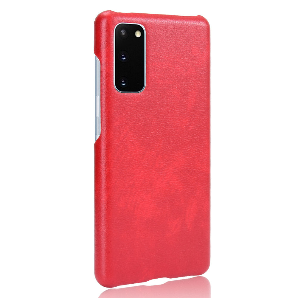 Litchi Skin Leather Coated Hard PC Case for Samsung Galaxy S20 FE 4G/5G/S20 Lite/S20 FE 2022 - Red