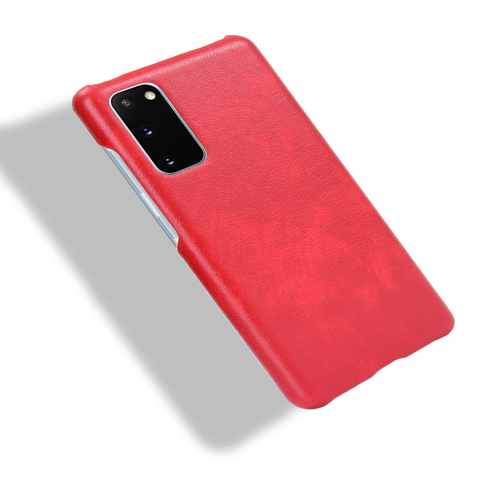 Litchi Skin Leather Coated Hard PC Case for Samsung Galaxy S20 FE 4G/5G/S20 Lite/S20 FE 2022 - Red