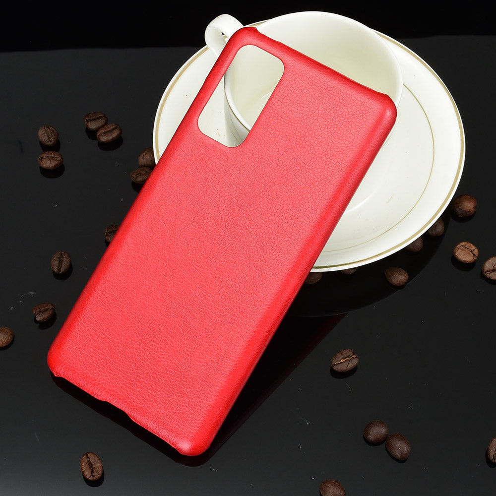 Litchi Skin Leather Coated Hard PC Case for Samsung Galaxy S20 FE 4G/5G/S20 Lite/S20 FE 2022 - Red