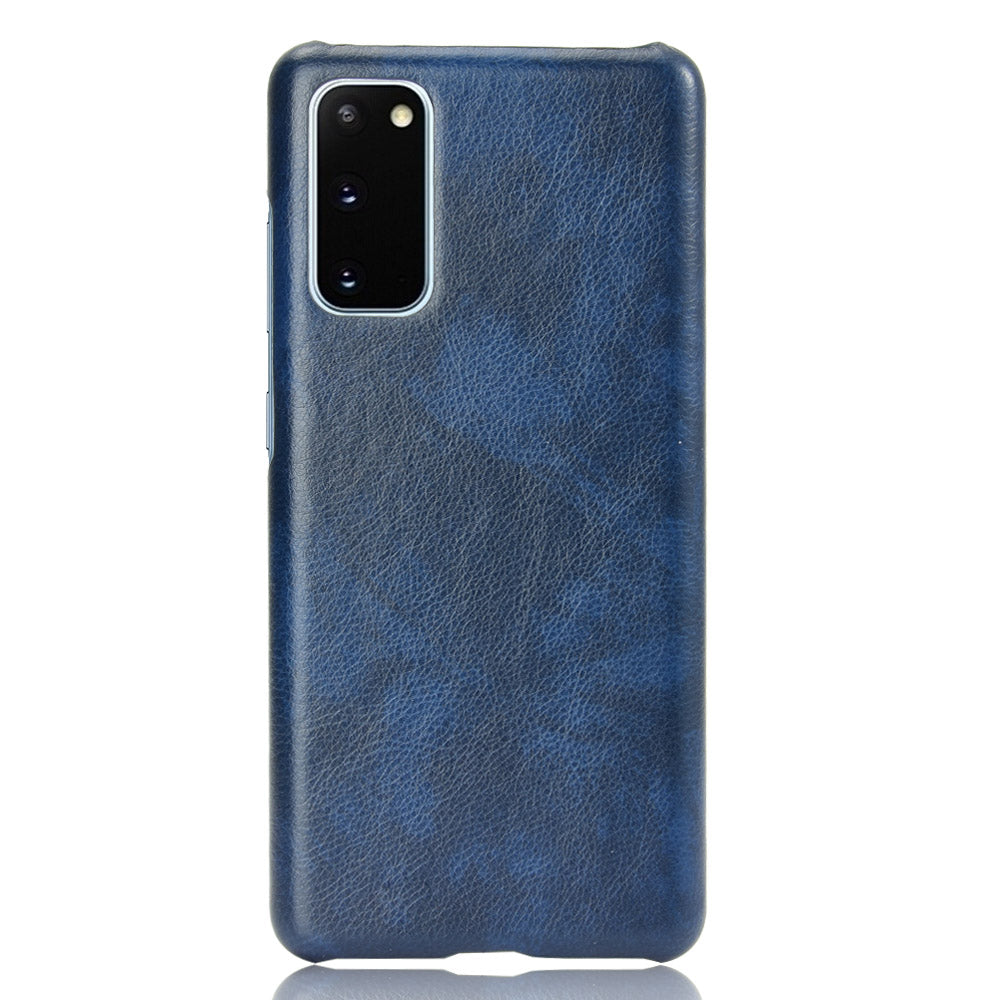 Litchi Skin Leather Coated Hard PC Case for Samsung Galaxy S20 FE 4G/5G/S20 Lite/S20 FE 2022 - Blue