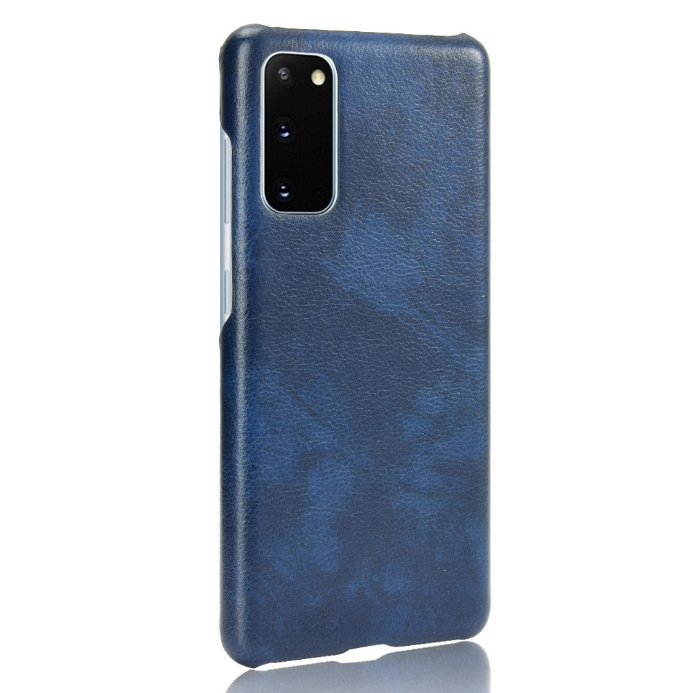 Litchi Skin Leather Coated Hard PC Case for Samsung Galaxy S20 FE 4G/5G/S20 Lite/S20 FE 2022 - Blue