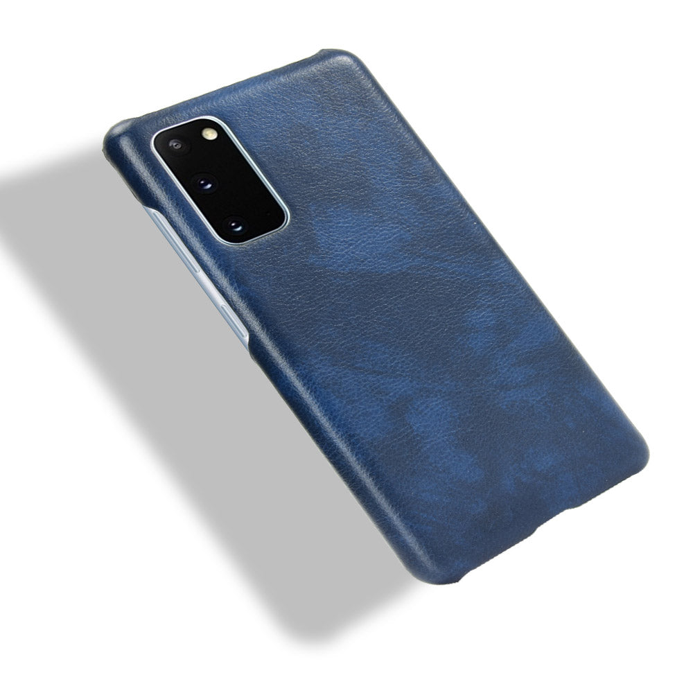 Litchi Skin Leather Coated Hard PC Case for Samsung Galaxy S20 FE 4G/5G/S20 Lite/S20 FE 2022 - Blue