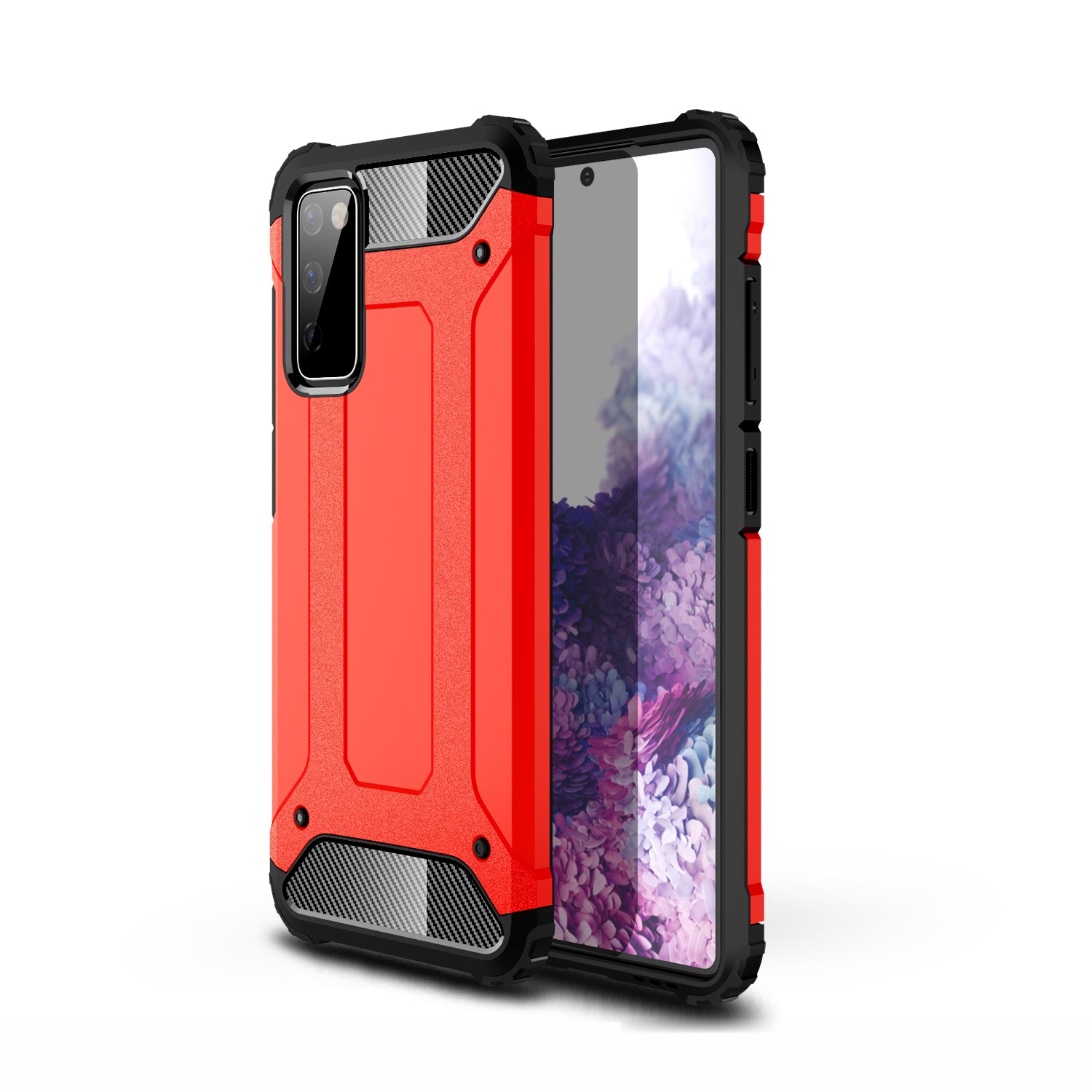 For Samsung Galaxy S20 FE 4G/5G/S20 Lite/S20 FE 2022 Protective Hard PC Back with Soft Shockproof TPU Bumper Phone Case - Red