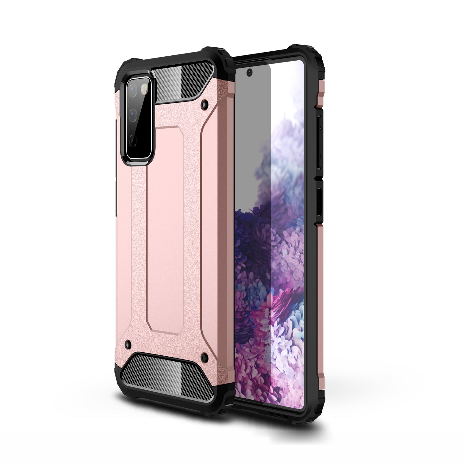 For Samsung Galaxy S20 FE 4G/5G/S20 Lite/S20 FE 2022 Protective Hard PC Back with Soft Shockproof TPU Bumper Phone Case - Rose Gold