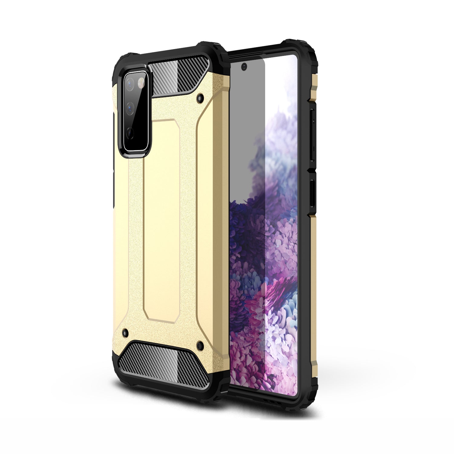 For Samsung Galaxy S20 FE 4G/5G/S20 Lite/S20 FE 2022 Protective Hard PC Back with Soft Shockproof TPU Bumper Phone Case - Gold