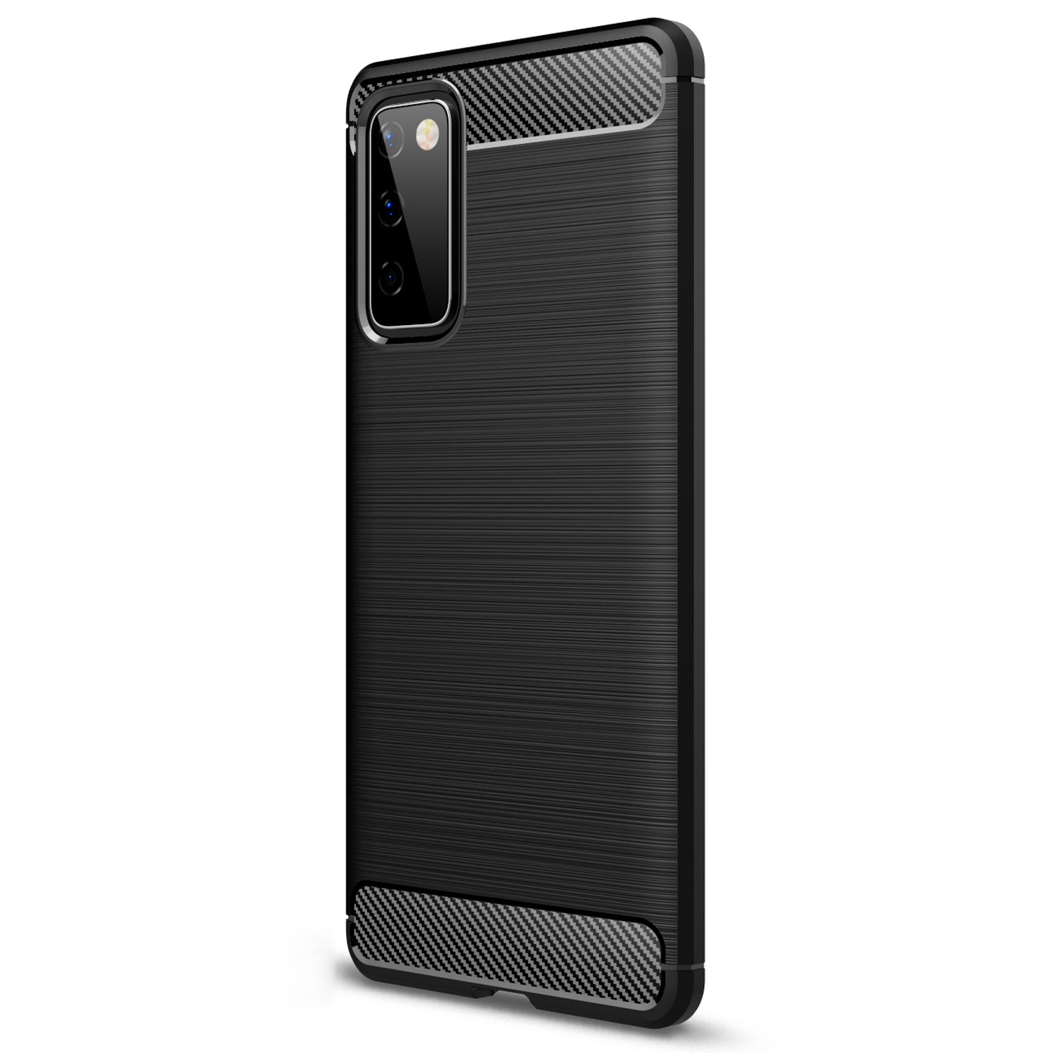 For Samsung Galaxy S20 FE 4G/5G/S20 Lite/S20 FE 2022 Carbon Fiber Brushed Texture Soft TPU Slim Phone Case - Black