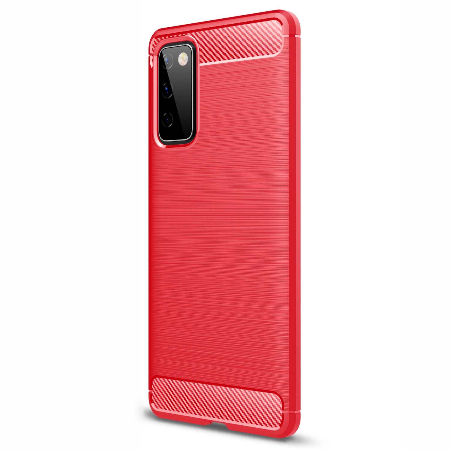 For Samsung Galaxy S20 FE 4G/5G/S20 Lite/S20 FE 2022 Carbon Fiber Brushed Texture Soft TPU Slim Phone Case - Red