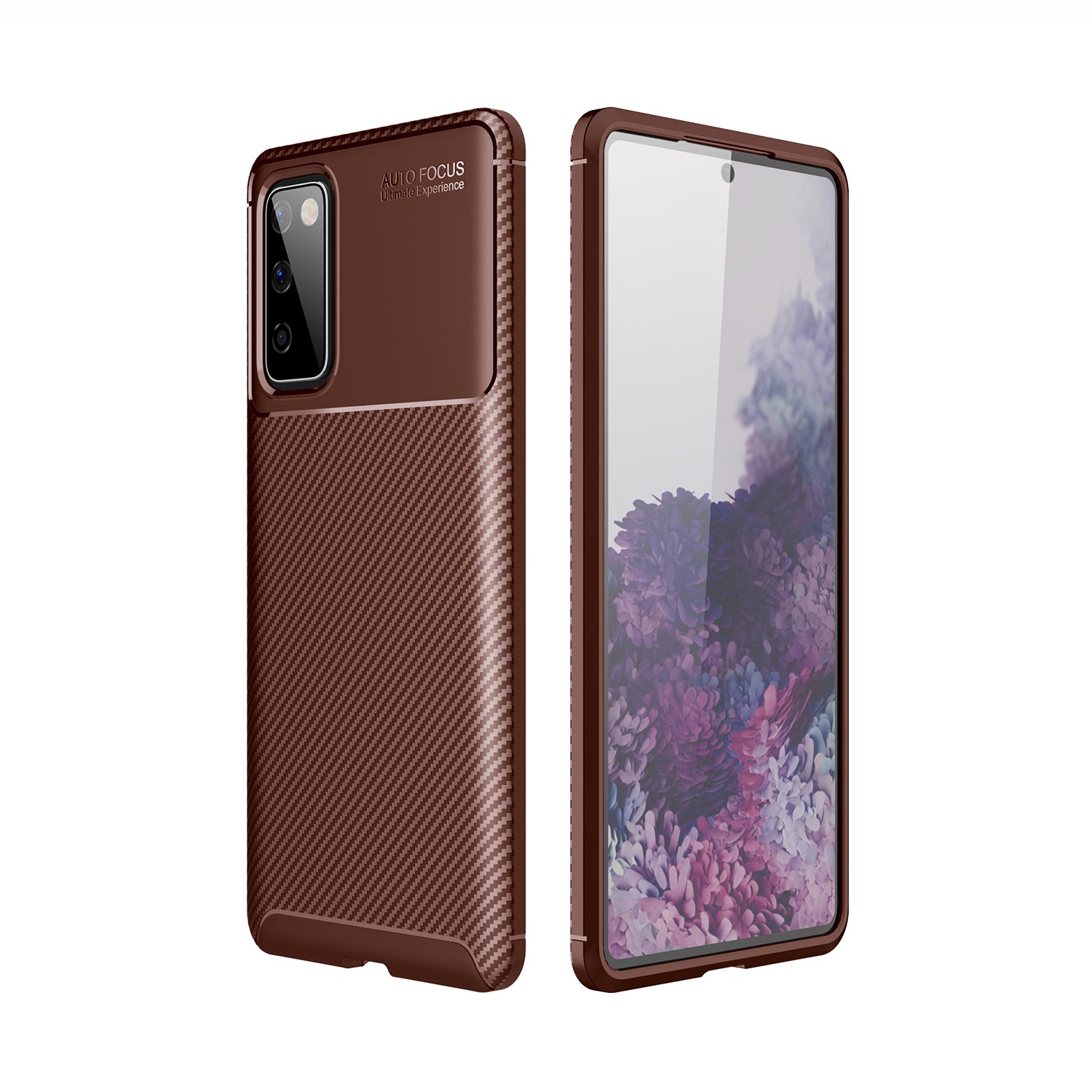 Drop Resistant Carbon Fiber TPU Case for Samsung Galaxy S20 FE 4G/5G/S20 Lite/S20 FE 2022 - Brown