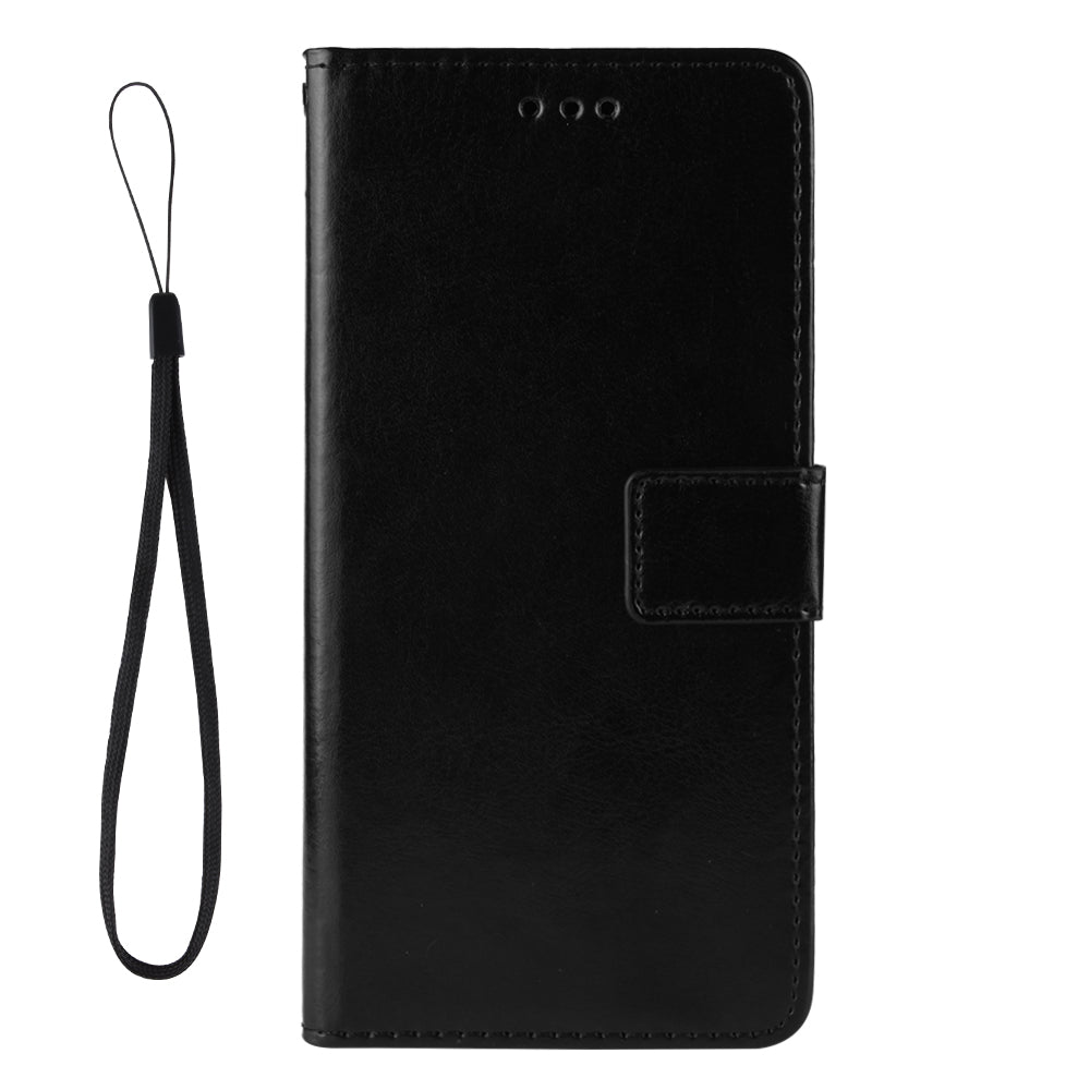 Crazy Horse Protector Wallet Stand Leather Case with Lanyard for Samsung Galaxy S20 Lite/S20 Fan Edition/FE 4G/5G - Black