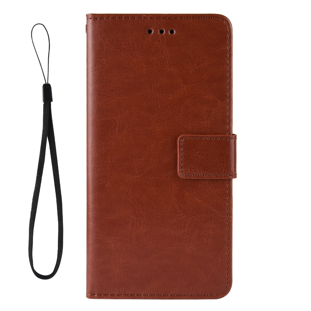 Crazy Horse Protector Wallet Stand Leather Case with Lanyard for Samsung Galaxy S20 Lite/S20 Fan Edition/FE 4G/5G - Brown