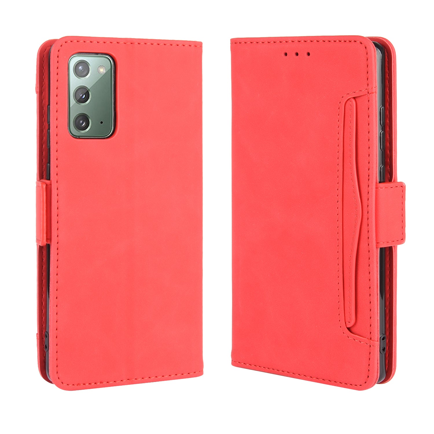 Protector Wallet Leather Stand Case for Samsung Galaxy S20 FE 4G/5G/S20 Lite/S20 FE 2022 Anti-Scratch Surface Leather Shell - Red