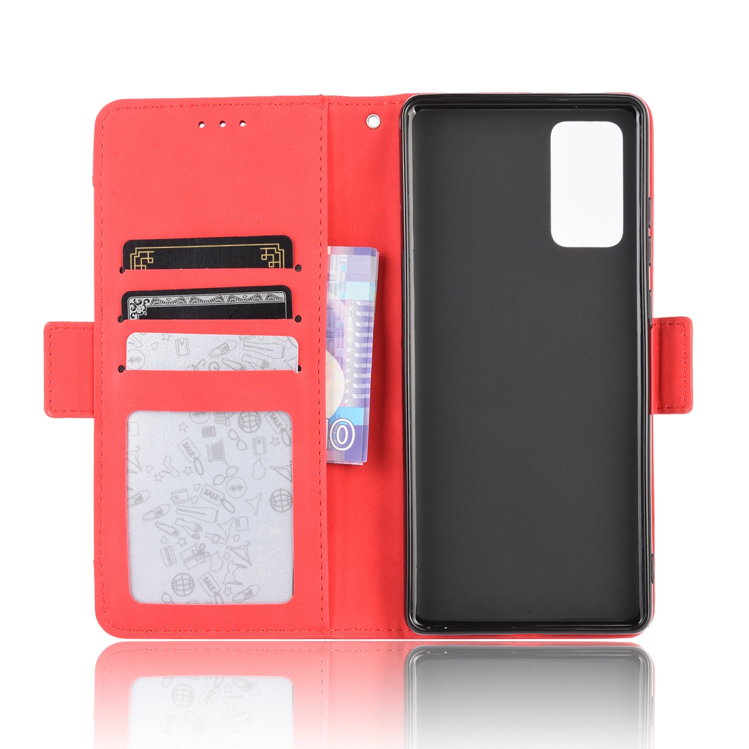 Protector Wallet Leather Stand Case for Samsung Galaxy S20 FE 4G/5G/S20 Lite/S20 FE 2022 Anti-Scratch Surface Leather Shell - Red