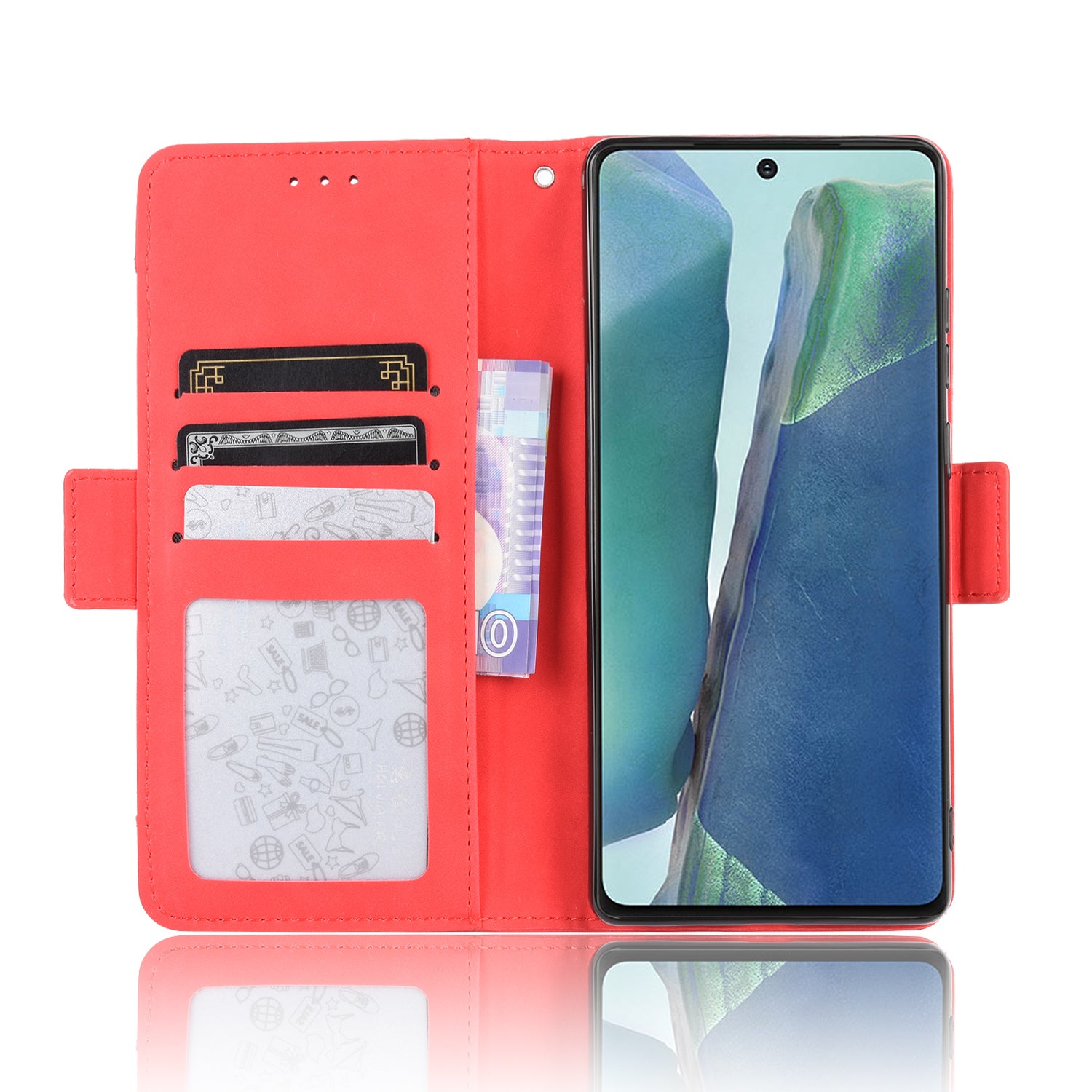 Protector Wallet Leather Stand Case for Samsung Galaxy S20 FE 4G/5G/S20 Lite/S20 FE 2022 Anti-Scratch Surface Leather Shell - Red