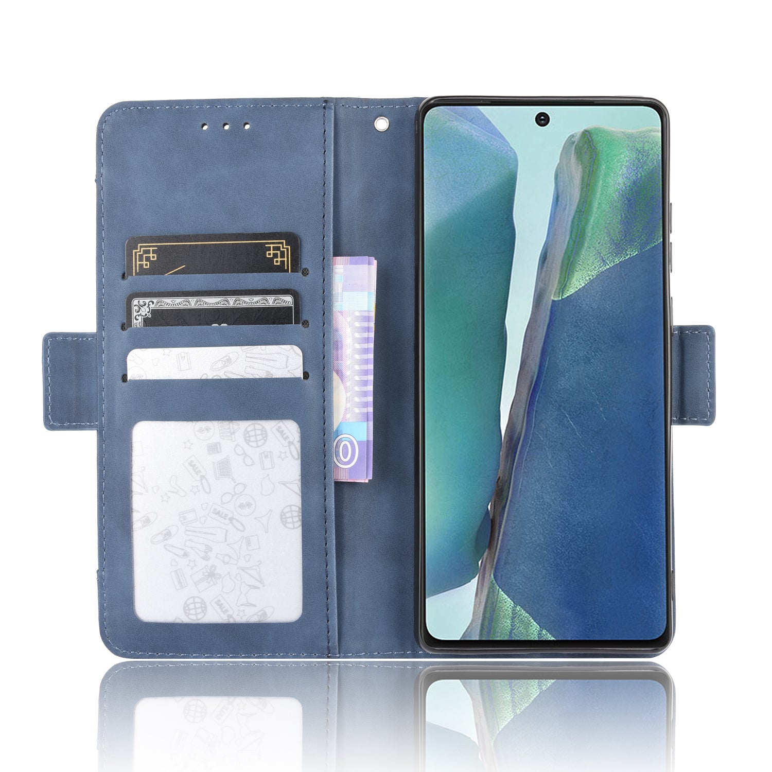 Protector Wallet Leather Stand Case for Samsung Galaxy S20 FE 4G/5G/S20 Lite/S20 FE 2022 Anti-Scratch Surface Leather Shell - Blue