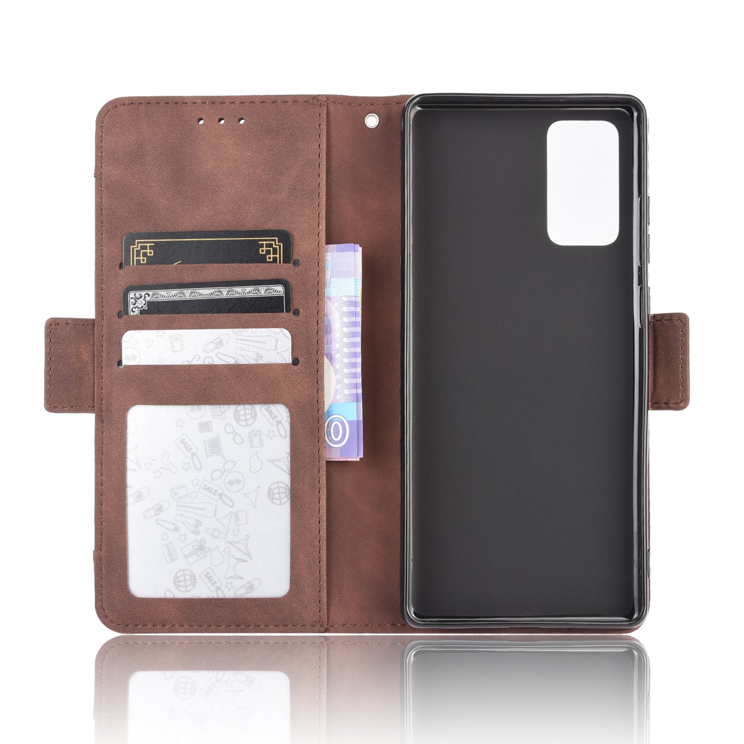 Protector Wallet Leather Stand Case for Samsung Galaxy S20 FE 4G/5G/S20 Lite/S20 FE 2022 Anti-Scratch Surface Leather Shell - Brown