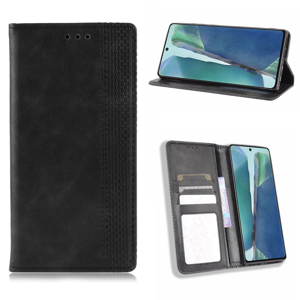 Vintage Protector Wallet Stand Leather Cover for Samsung Galaxy S20 Lite/S20 Fan Edition/FE 4G/5G - Black