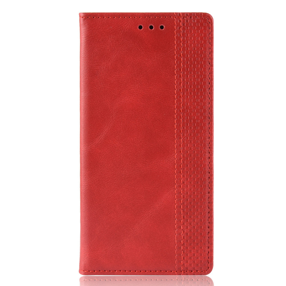 Vintage Protector Wallet Stand Leather Cover for Samsung Galaxy S20 Lite/S20 Fan Edition/FE 4G/5G - Red