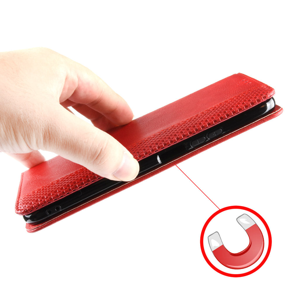 Vintage Protector Wallet Stand Leather Cover for Samsung Galaxy S20 Lite/S20 Fan Edition/FE 4G/5G - Red