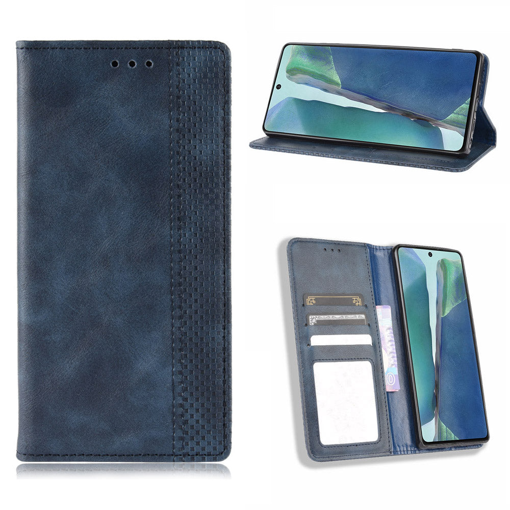 Vintage Protector Wallet Stand Leather Cover for Samsung Galaxy S20 Lite/S20 Fan Edition/FE 4G/5G - Blue