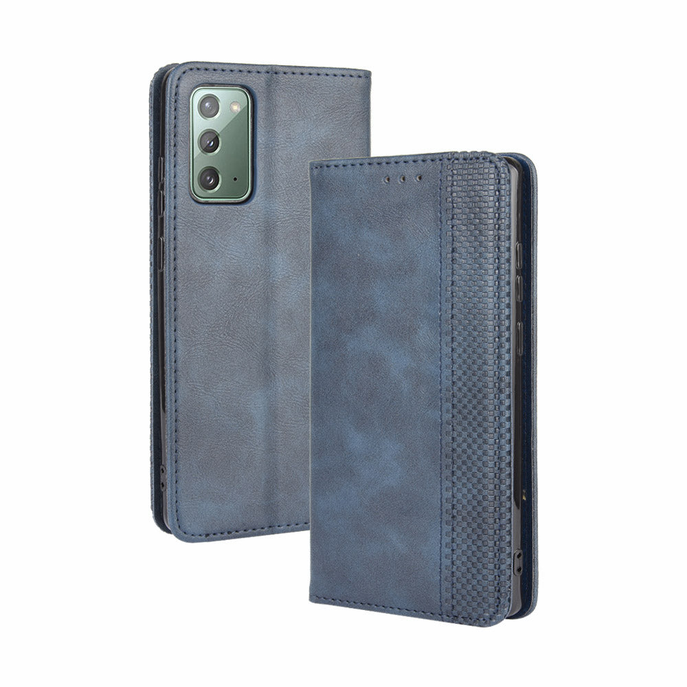 Vintage Protector Wallet Stand Leather Cover for Samsung Galaxy S20 Lite/S20 Fan Edition/FE 4G/5G - Blue