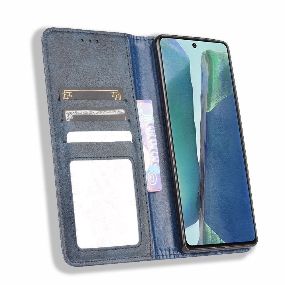 Vintage Protector Wallet Stand Leather Cover for Samsung Galaxy S20 Lite/S20 Fan Edition/FE 4G/5G - Blue