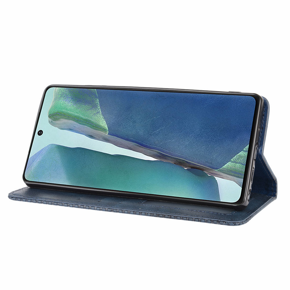 Vintage Protector Wallet Stand Leather Cover for Samsung Galaxy S20 Lite/S20 Fan Edition/FE 4G/5G - Blue