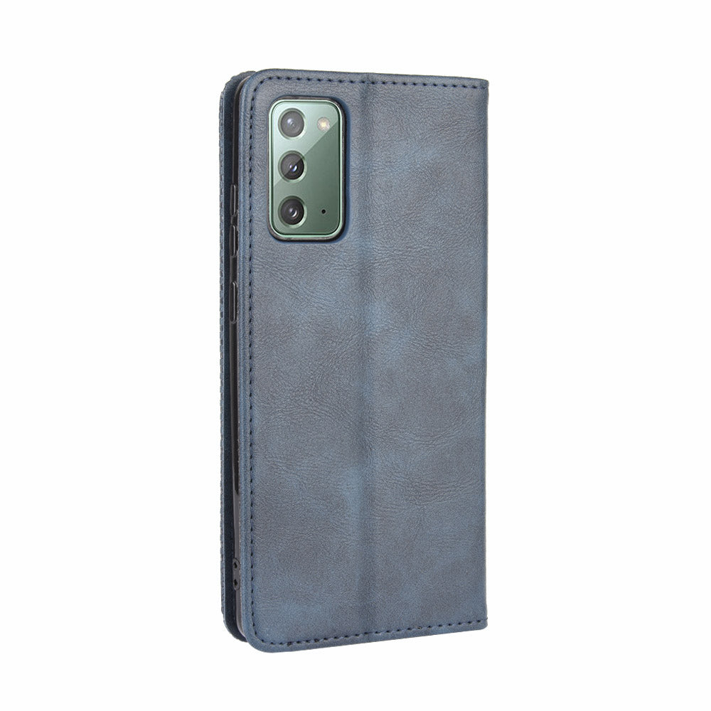 Vintage Protector Wallet Stand Leather Cover for Samsung Galaxy S20 Lite/S20 Fan Edition/FE 4G/5G - Blue