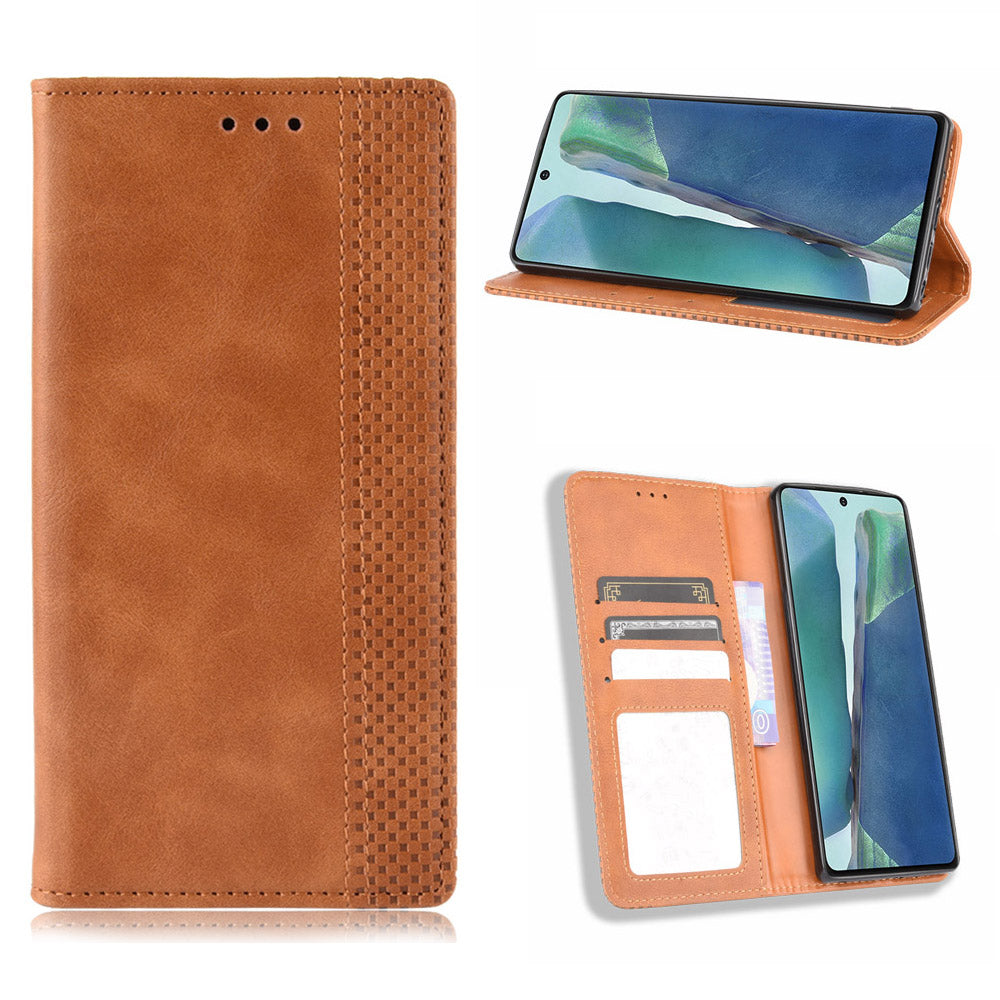 Vintage Protector Wallet Stand Leather Cover for Samsung Galaxy S20 Lite/S20 Fan Edition/FE 4G/5G - Brown