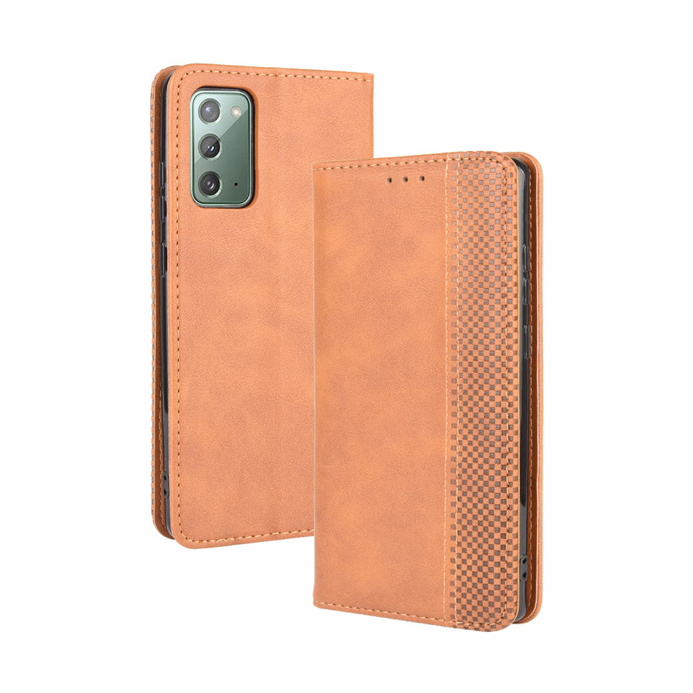 Vintage Protector Wallet Stand Leather Cover for Samsung Galaxy S20 Lite/S20 Fan Edition/FE 4G/5G - Brown