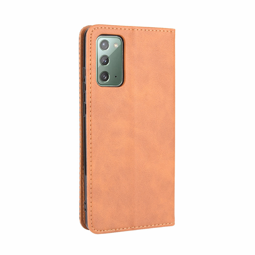 Vintage Protector Wallet Stand Leather Cover for Samsung Galaxy S20 Lite/S20 Fan Edition/FE 4G/5G - Brown