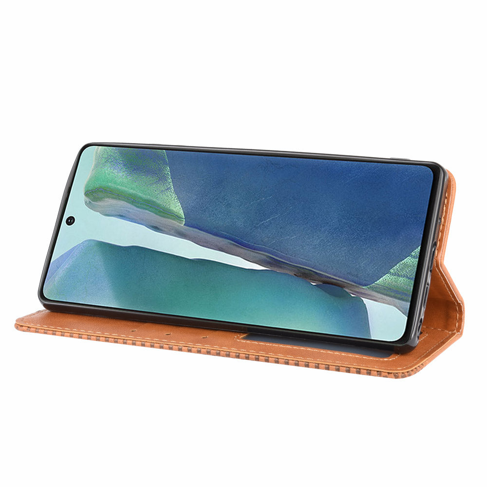 Vintage Protector Wallet Stand Leather Cover for Samsung Galaxy S20 Lite/S20 Fan Edition/FE 4G/5G - Brown