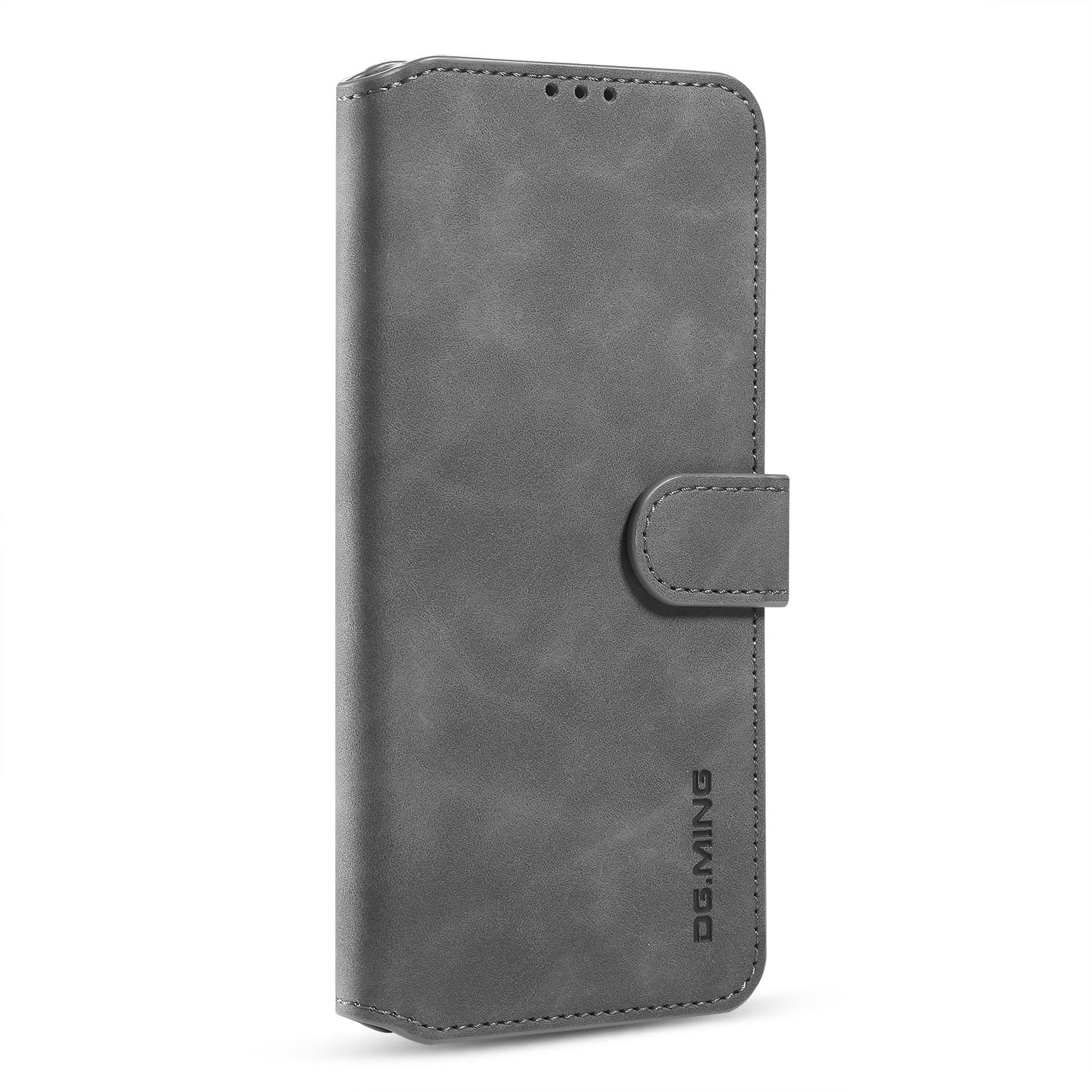 DG.MING Phone Case for Samsung Galaxy S20 FE 4G/5G/S20 Lite/S20 FE 2022 Retro Style Leather Wallet Stand Cover - Grey