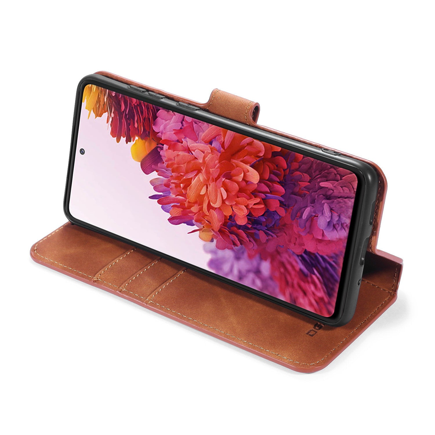 DG.MING Phone Case for Samsung Galaxy S20 FE 4G/5G/S20 Lite/S20 FE 2022 Retro Style Leather Wallet Stand Cover - Brown