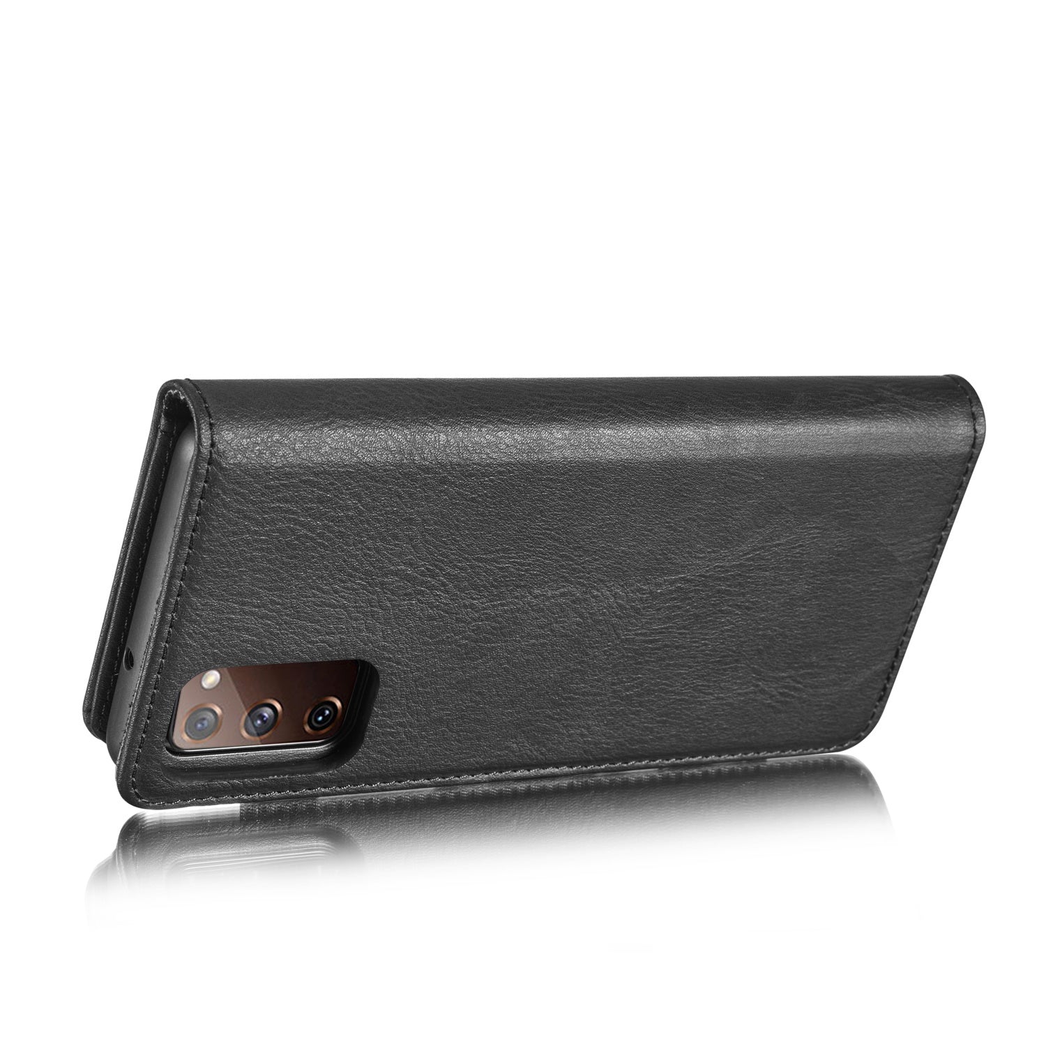 DG.MING Detachable 2-in-1 Split Leather Wallet Shell + PC Back Case for Samsung Galaxy S20 FE 4G / 5G / S20 Lite / S20 FE 2022 - Black