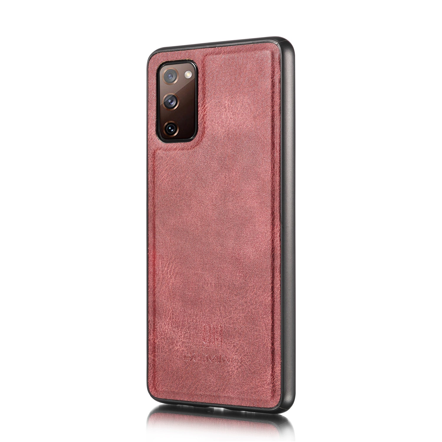 DG.MING Detachable 2-in-1 Split Leather Wallet Shell + PC Back Case for Samsung Galaxy S20 FE 4G / 5G / S20 Lite / S20 FE 2022 - Wine Red