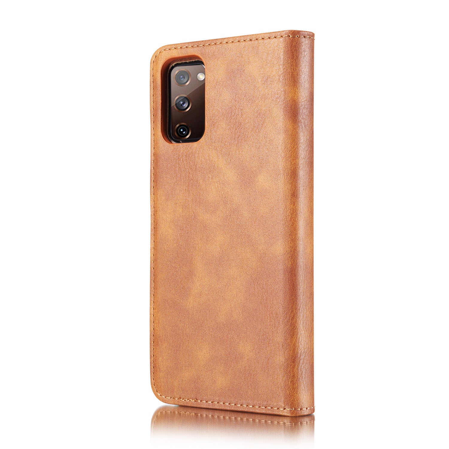 DG.MING Detachable 2-in-1 Split Leather Wallet Shell + PC Back Case for Samsung Galaxy S20 FE 4G / 5G / S20 Lite / S20 FE 2022 - Brown