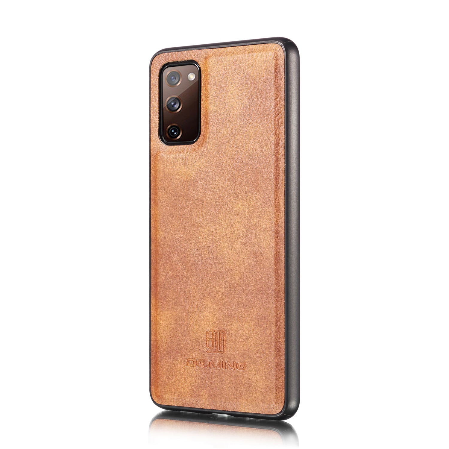 DG.MING Detachable 2-in-1 Split Leather Wallet Shell + PC Back Case for Samsung Galaxy S20 FE 4G / 5G / S20 Lite / S20 FE 2022 - Brown