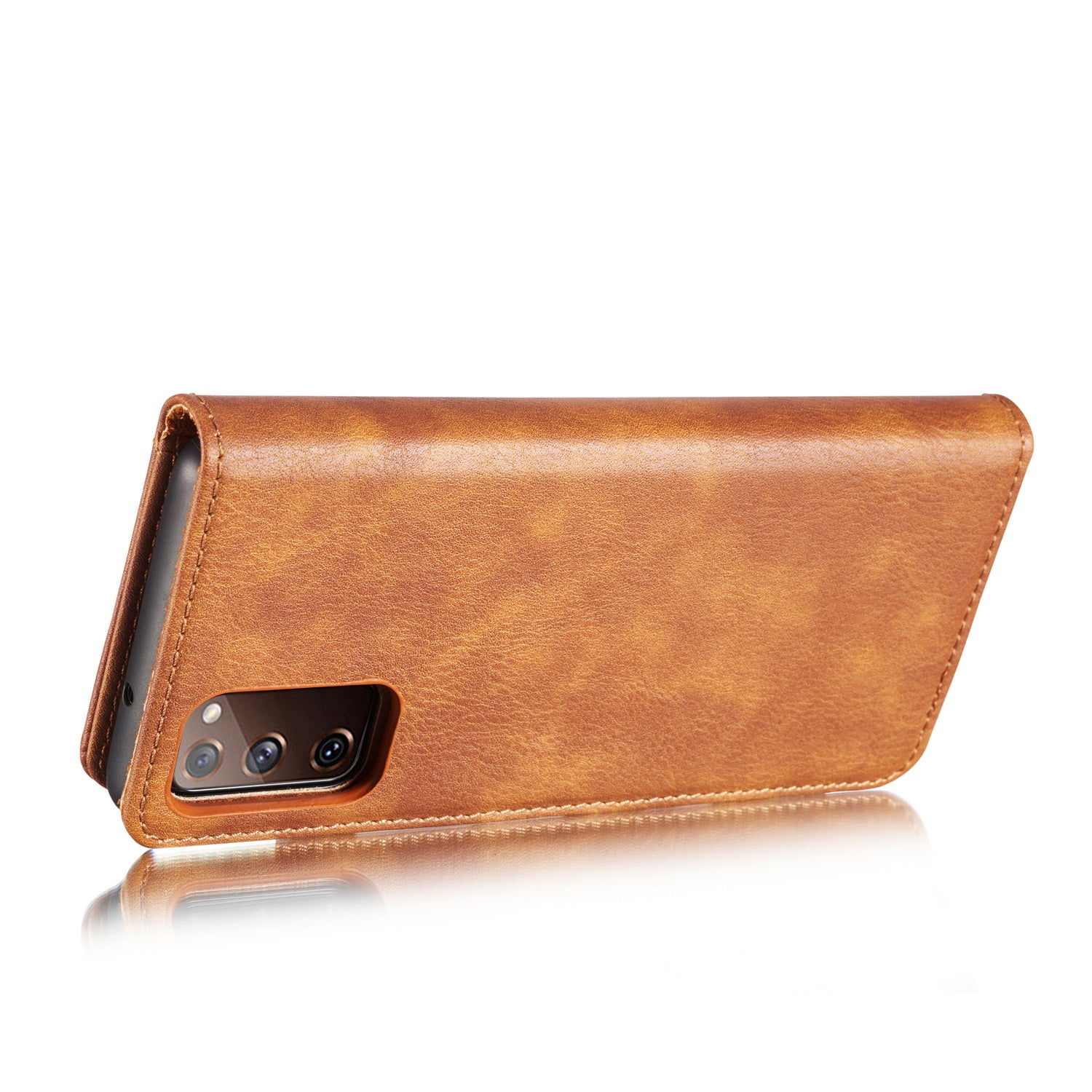 DG.MING Detachable 2-in-1 Split Leather Wallet Shell + PC Back Case for Samsung Galaxy S20 FE 4G / 5G / S20 Lite / S20 FE 2022 - Brown