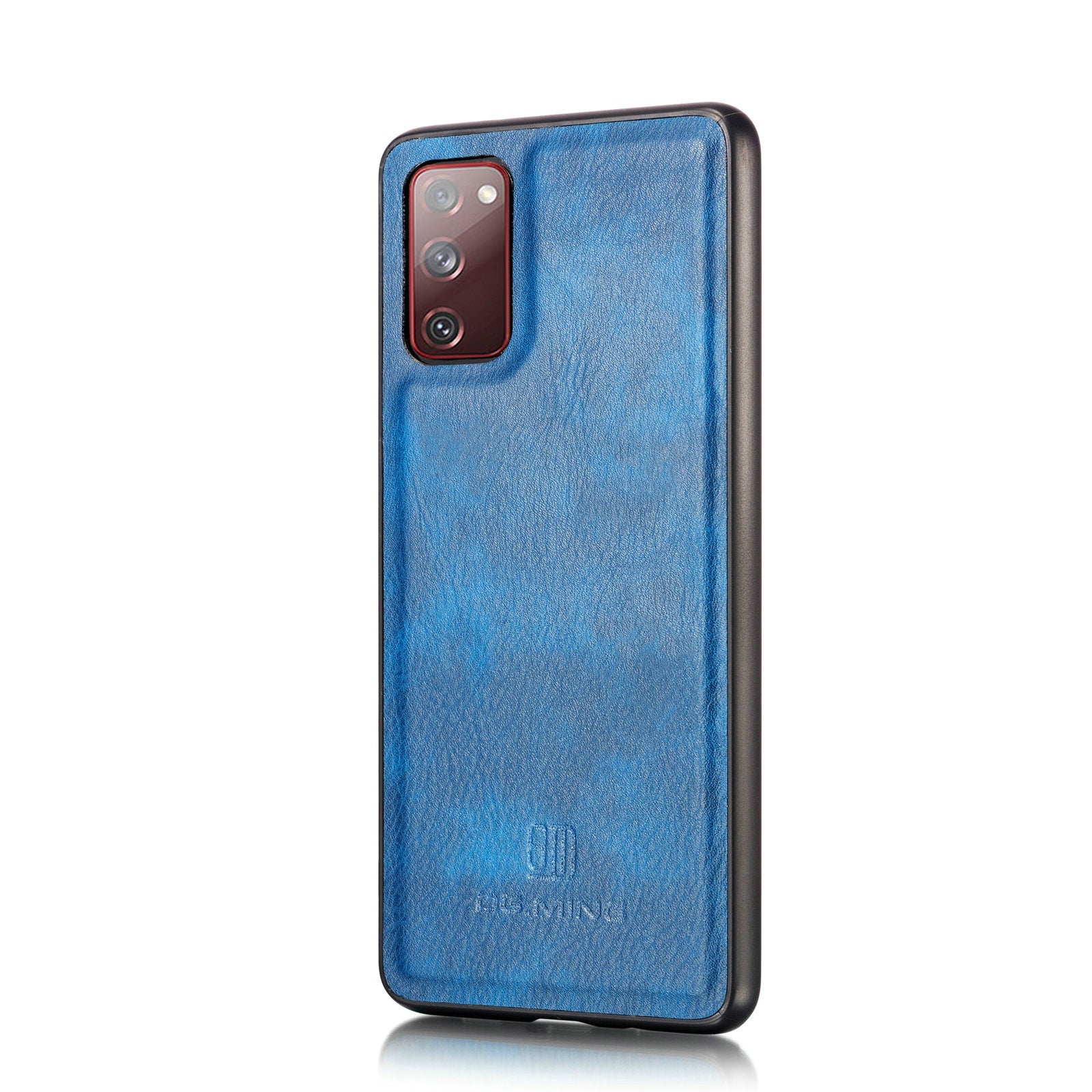 DG.MING Detachable 2-in-1 Split Leather Wallet Shell + PC Back Case for Samsung Galaxy S20 FE 4G / 5G / S20 Lite / S20 FE 2022 - Blue