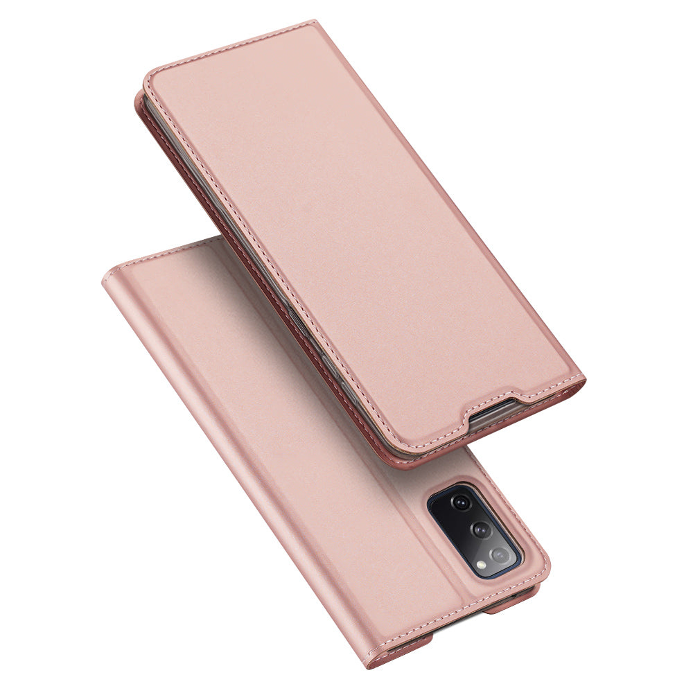 DUX DUCIS Skin Pro Series Card Slot PU Leather Phone Cover for Samsung Galaxy S20 FE 4G/5G/S20 Lite/S20 FE 2022 - Rose Gold