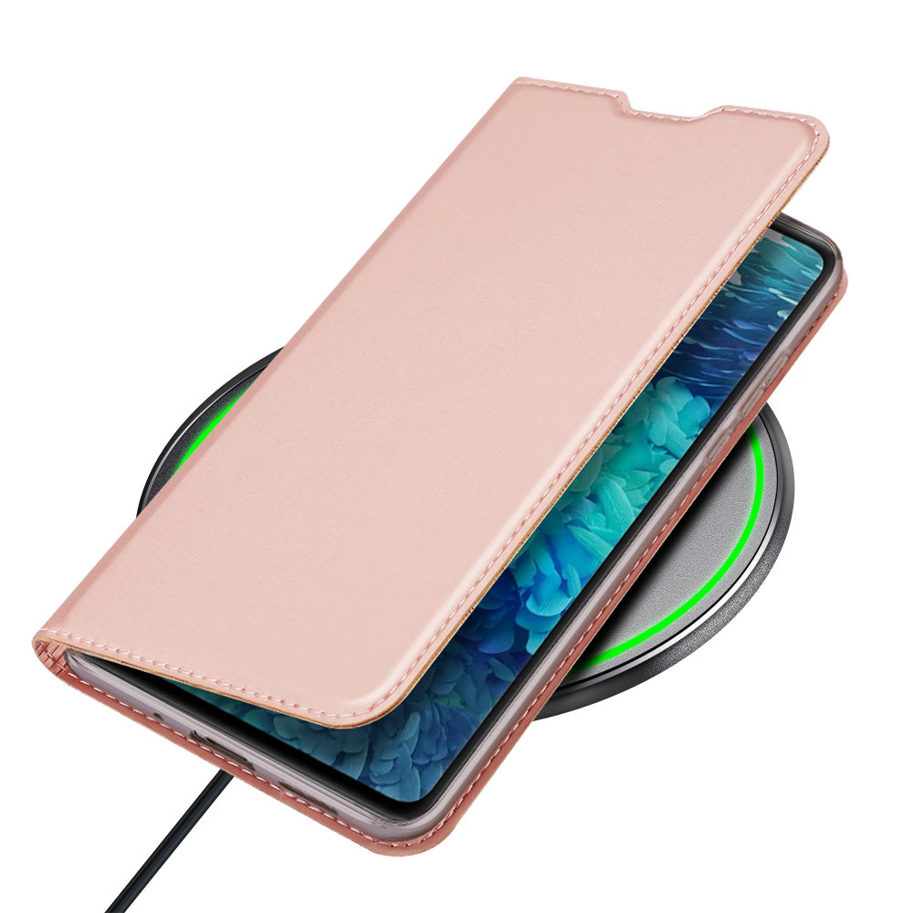 DUX DUCIS Skin Pro Series Card Slot PU Leather Phone Cover for Samsung Galaxy S20 FE 4G/5G/S20 Lite/S20 FE 2022 - Rose Gold