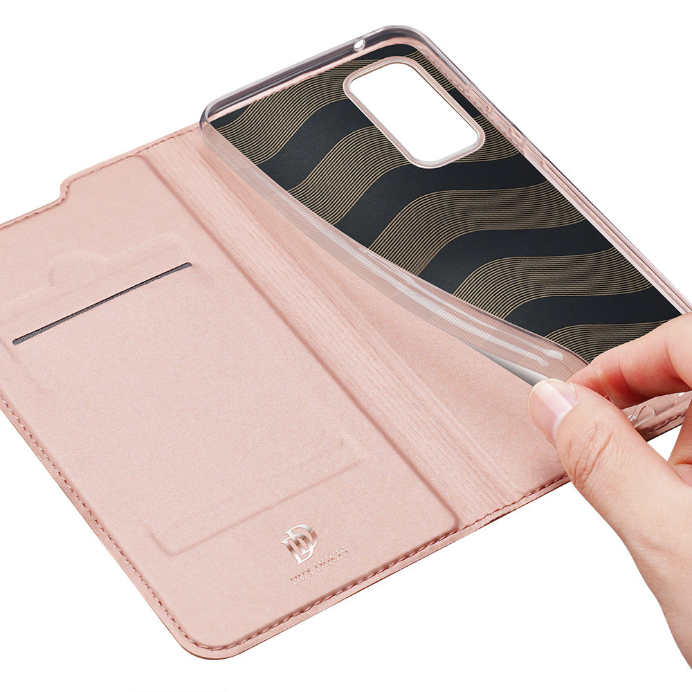 DUX DUCIS Skin Pro Series Card Slot PU Leather Phone Cover for Samsung Galaxy S20 FE 4G/5G/S20 Lite/S20 FE 2022 - Rose Gold