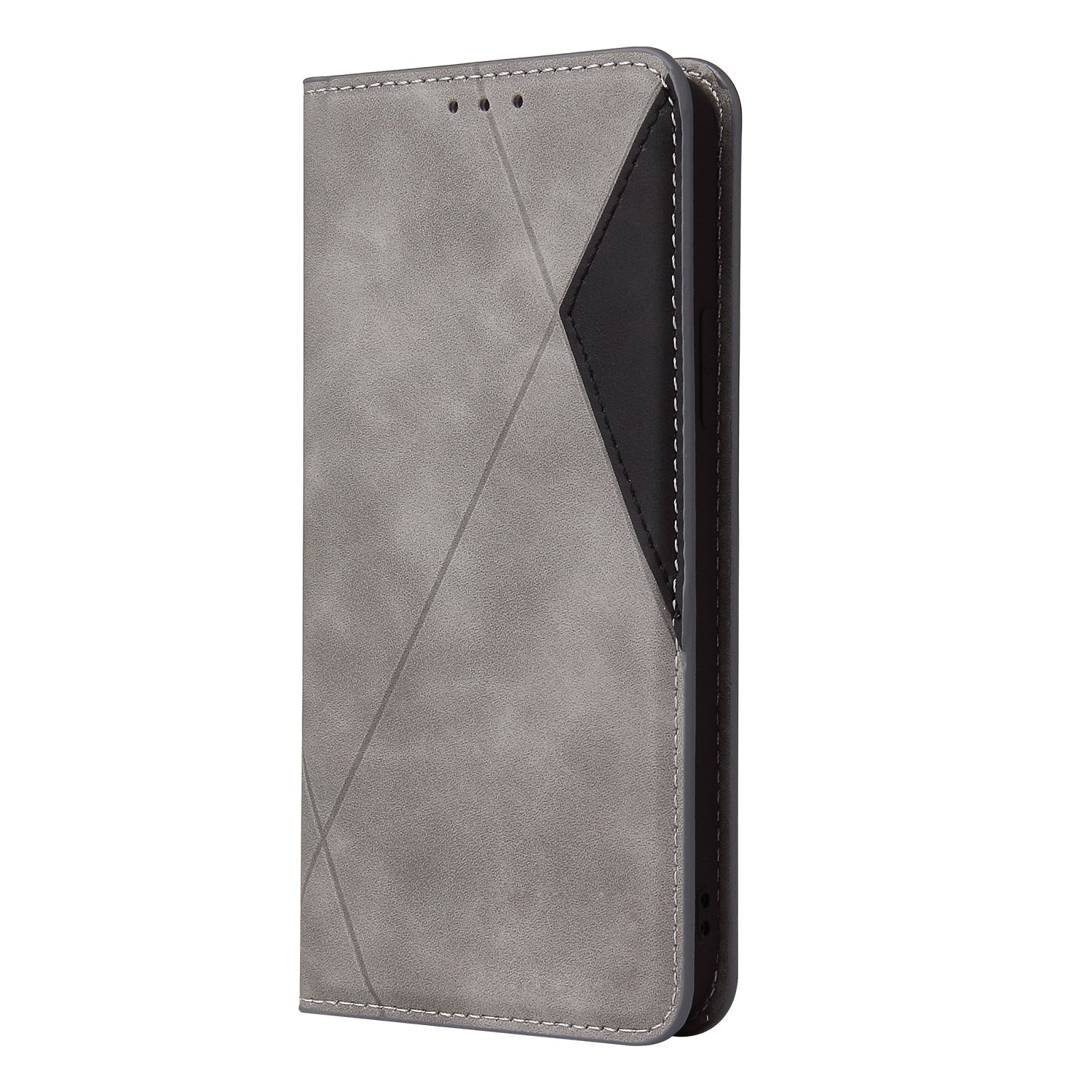 Silky Touch Rhombus Pattern Splicing Leather Stand Case for Samsung Galaxy S20 4G/S20 5G - Grey