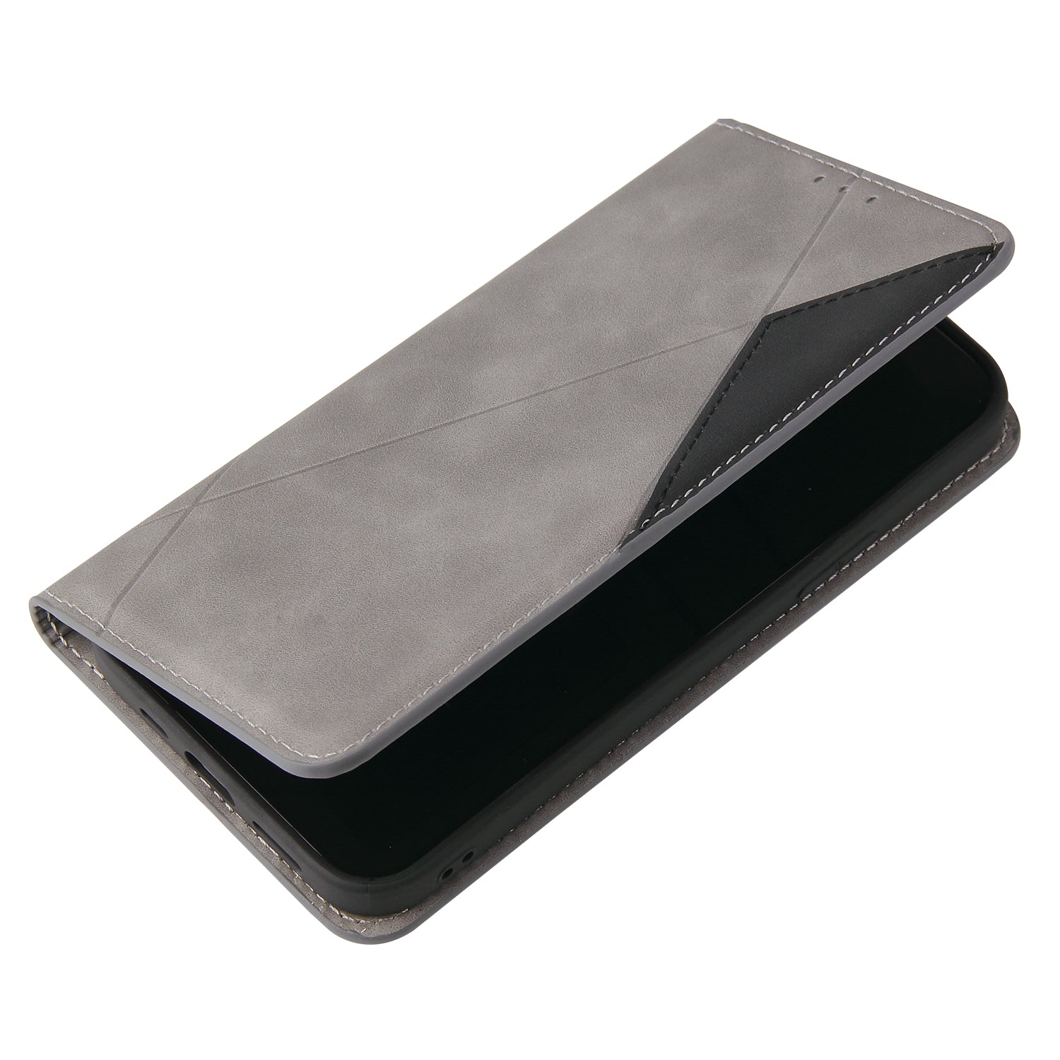 Silky Touch Rhombus Pattern Splicing Leather Stand Case for Samsung Galaxy S20 4G/S20 5G - Grey