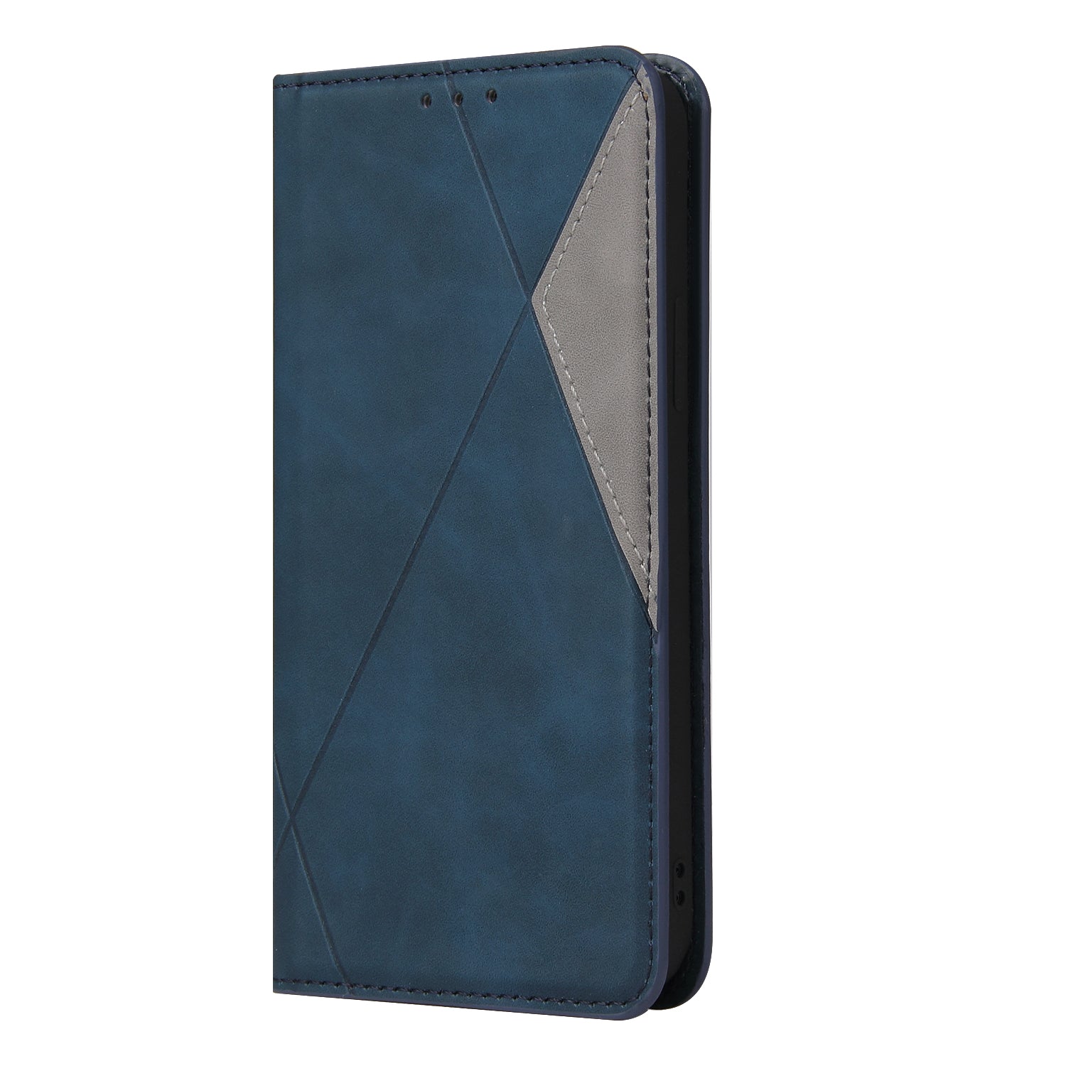 Silky Touch Rhombus Pattern Splicing Leather Stand Case for Samsung Galaxy S20 4G/S20 5G - Blue