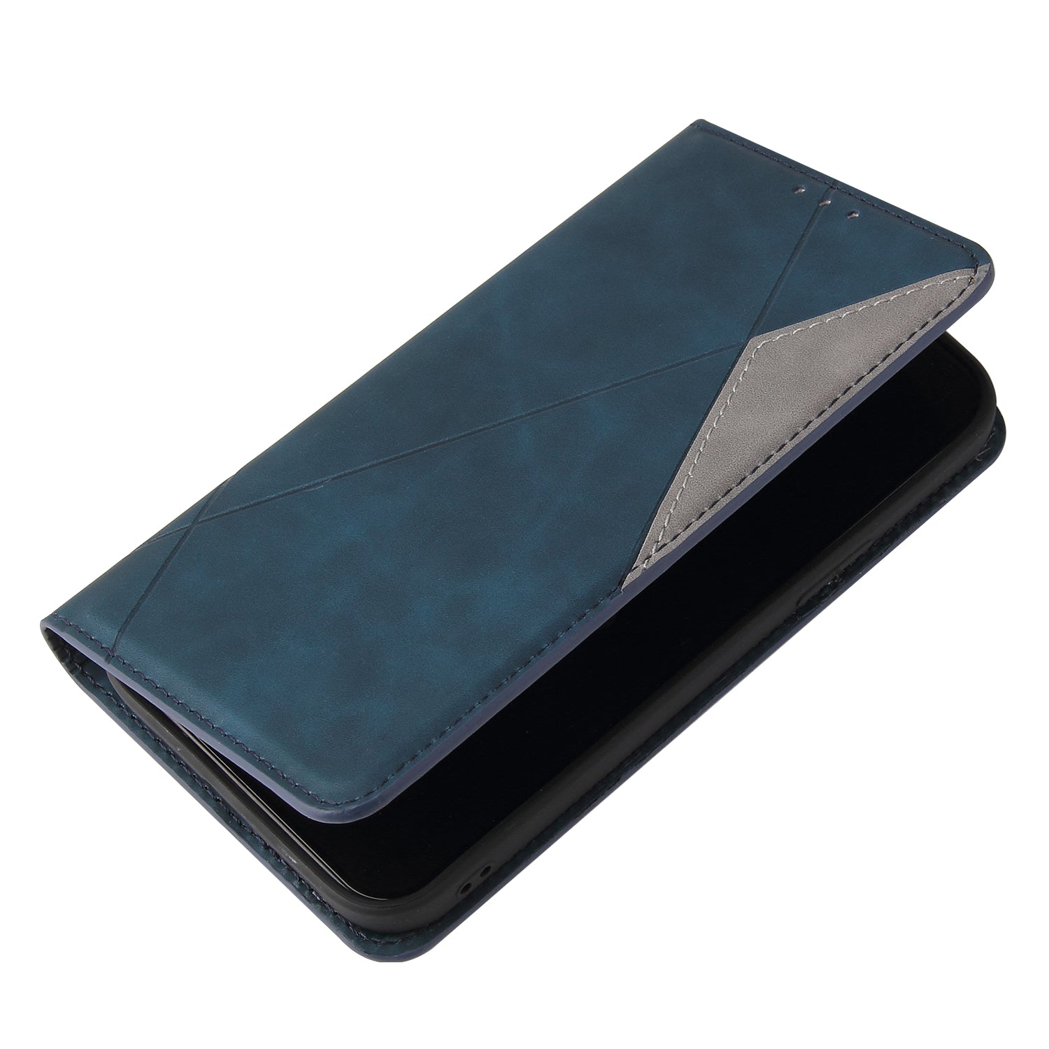 Silky Touch Rhombus Pattern Splicing Leather Stand Case for Samsung Galaxy S20 4G/S20 5G - Blue