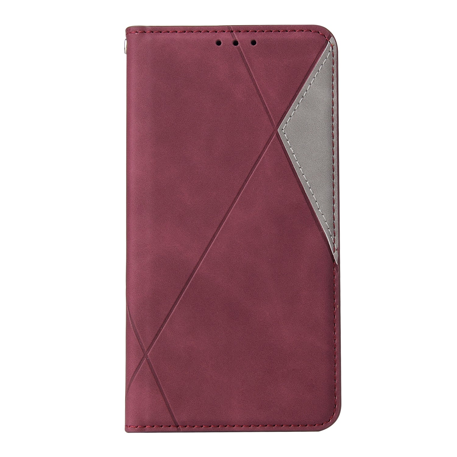 Silky Touch Rhombus Pattern Splicing Leather Stand Case for Samsung Galaxy S20 4G/S20 5G - Wine Red