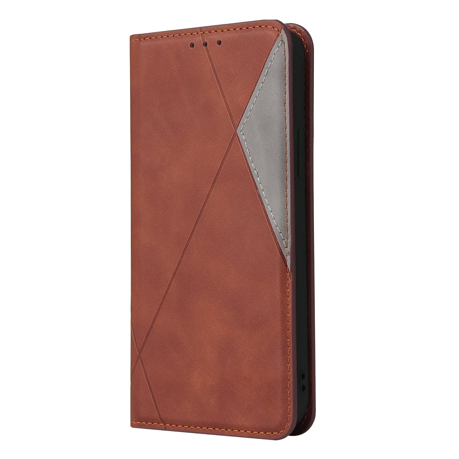 Silky Touch Rhombus Pattern Splicing Leather Stand Case for Samsung Galaxy S20 4G/S20 5G - Brown